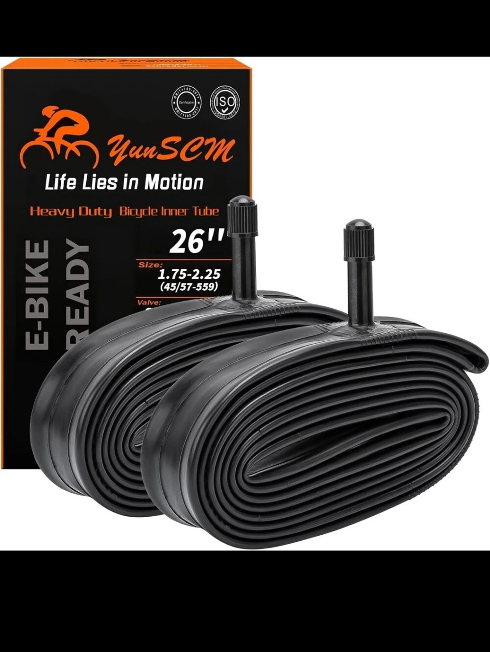 2-PCS 26" Heavy Duty Bike Tubes 26X1.75/1.95/2.125/2.25 AV Schrader Valve (45/57